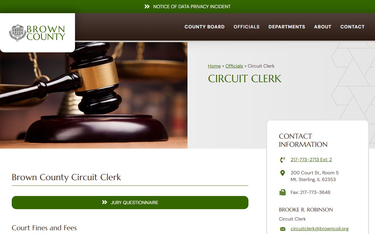 Brown County court records after arrest Circuit Clerk public court records source