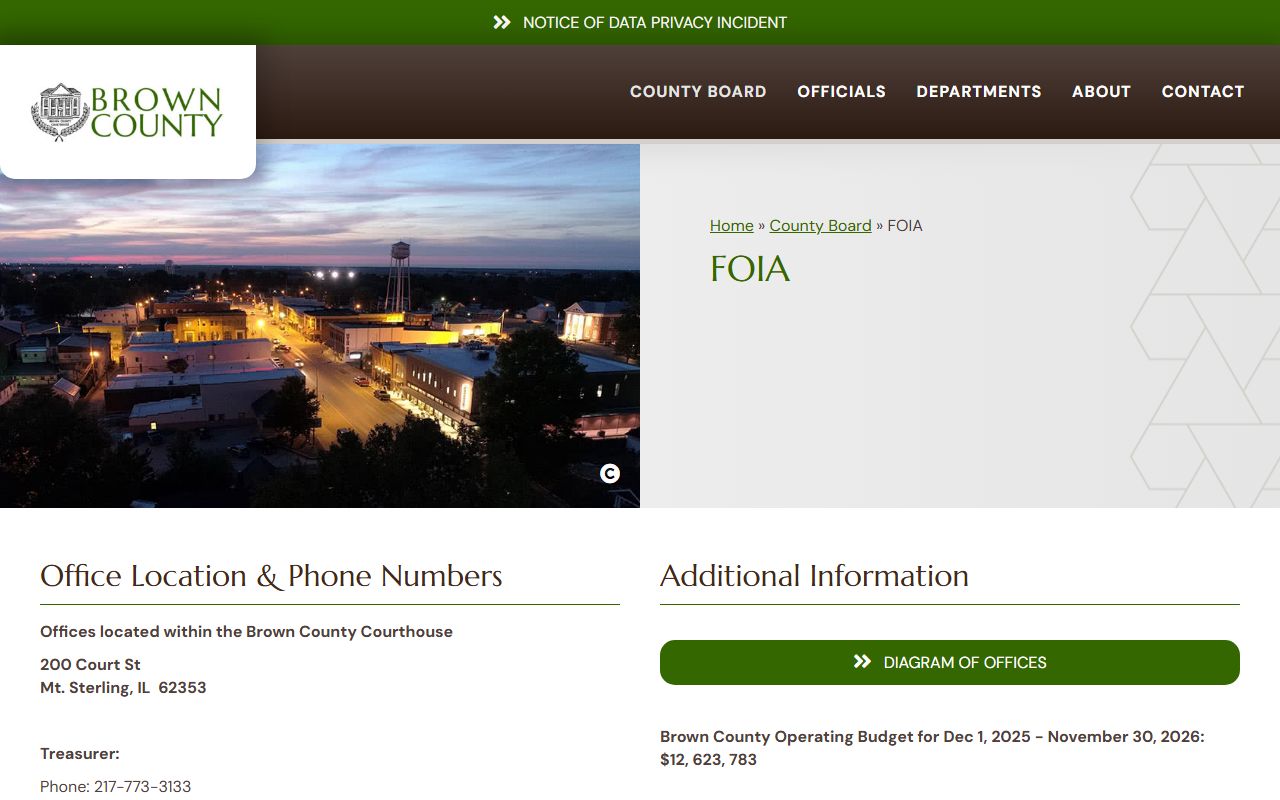 Brown County inmate records FOIA routing page